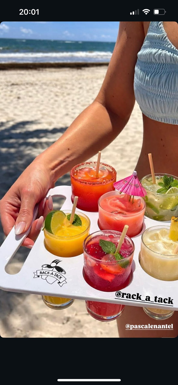 Rack-a-Tack cocktail tray on the beach
