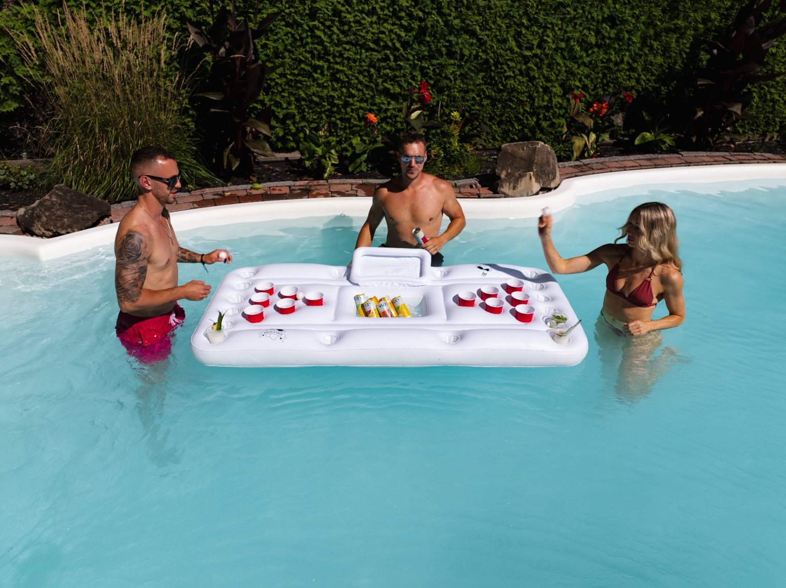 Top view of Rack-a-Tack in a pool